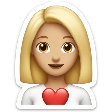 blonde with bob and brown eyes holds a heart in her hand sticker