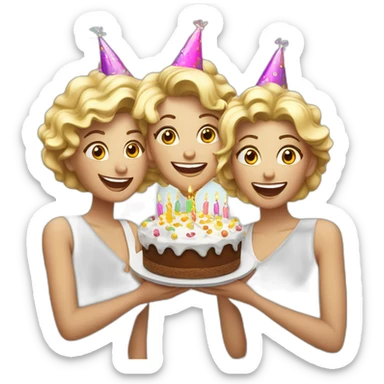 4 White ladies celebrating a birtday sticker