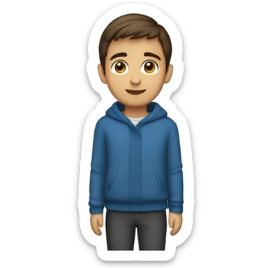 winter, christmas, hispanic, short brown hair, boy, brown eyes, child, full body, blue sweater sticker