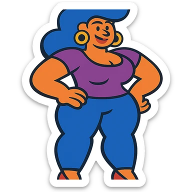 woman with exaggerated proportions sticker