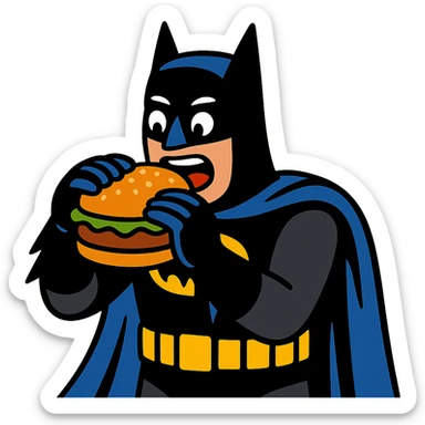 batman eating a burger sticker