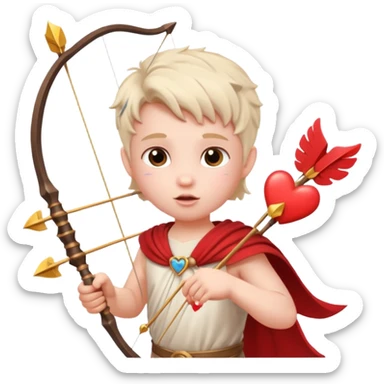 Cupid with his magical bow and arrow shooting love hearts sticker