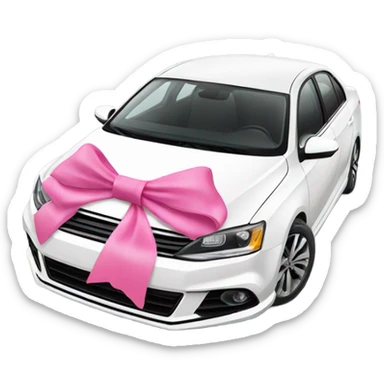 White Jetta GLI with a pink bow on top sticker