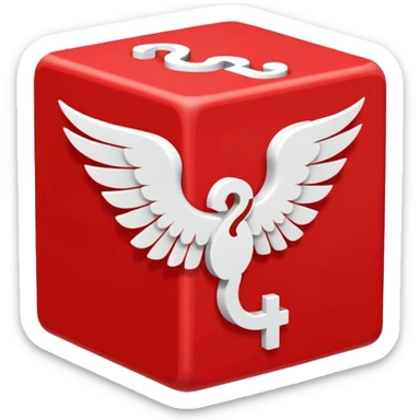 red being the block itself while the white parts are the question marks which are used in all of the lucky blocks, corners, and face. It has 2 white wings on each side like the other Lucky Blocks. It is doing  emoticon: the :3 face. sticker