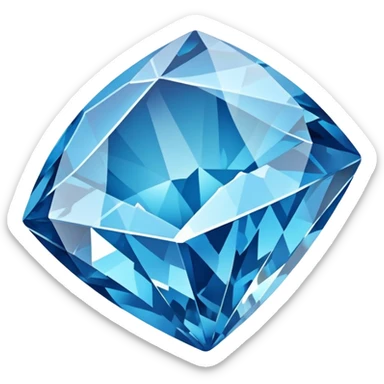 blue diamond gem broken cleanly in half with crystal fracture pattern sticker