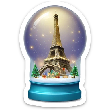 Eiffel Tower with Christmas lights inside snow globe sticker