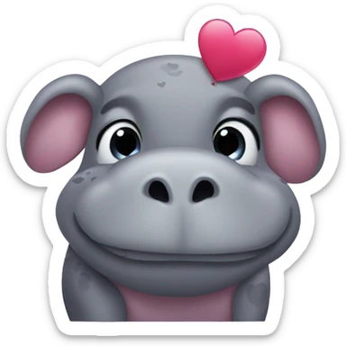 hippopotamus in love sticker