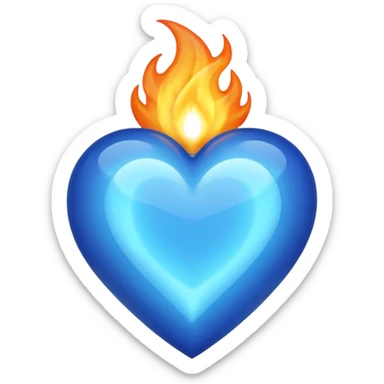 Blue heart with big BLUE flame NO RED OR ORANGE sticker
