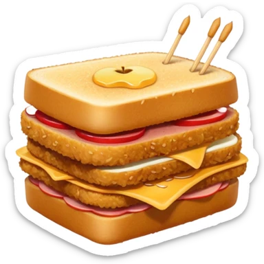 katsu sando with a toothpick, apple emoji style sticker