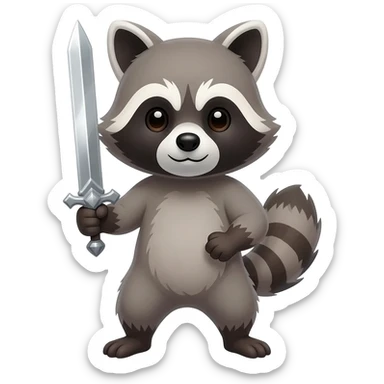 Cute Raccoon with Sword sticker