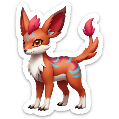 Falvie-Fionbri-fantasy-creature-Fakémon-Pokémon, full body, with markings sticker