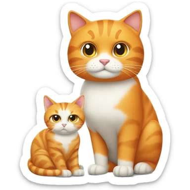 Big Orange cat and little withe cat sticker