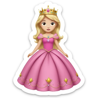 Princesa aurora Disney com vestido grande roda com uma tiara pequena e corpo inteiro, sticker