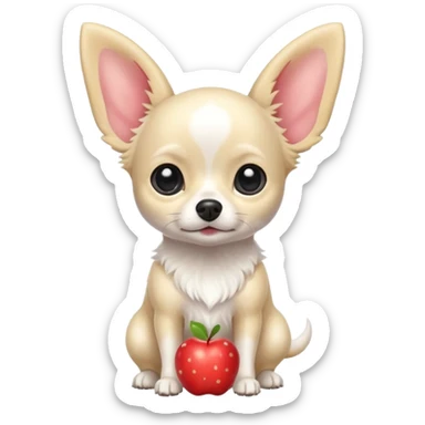 Apple head white Chihuahua with black dots. Big ears and big eyes. Full body sticker