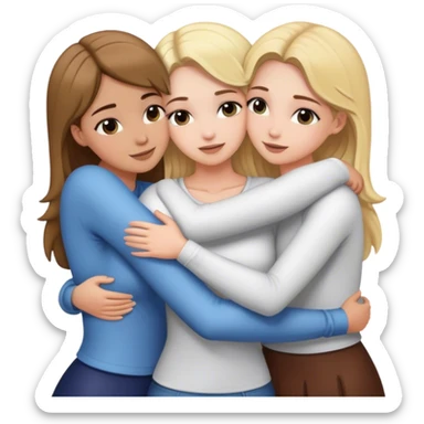 blonde girl and brown haired white girls hugging sticker