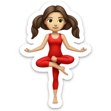 angelic brunette yoga white girl in red yoga outfit sticker