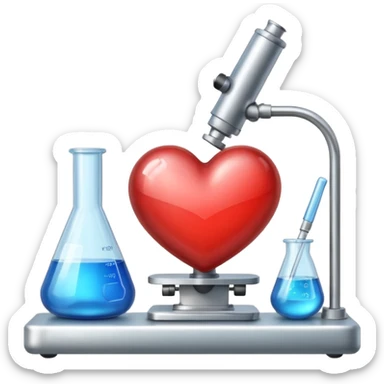Heart emoji with things of laboratory  sticker