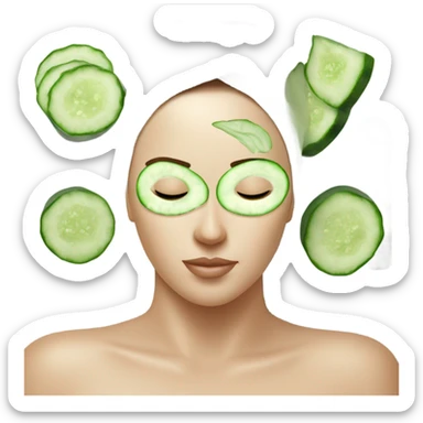 Spa day with tomato slices on eyes sticker