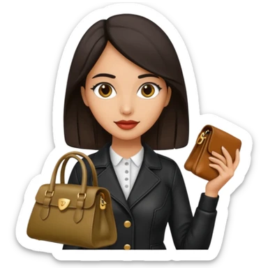 italian female with italian fashion style, holding bag sticker