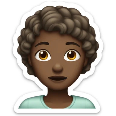  cute woman dark skin woman with brown short hair crying sticker