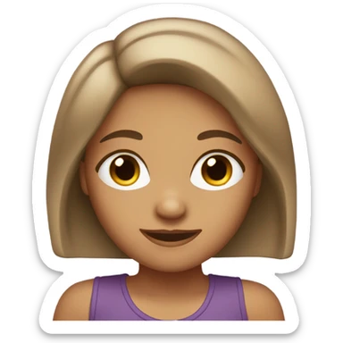 Tan girl with ways medium length hair dark brown eyes  sticker