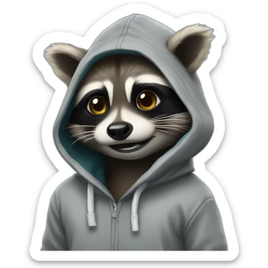 raccoon with a hoodie smoke sticker