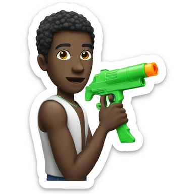 Black guy with a water gun sticker