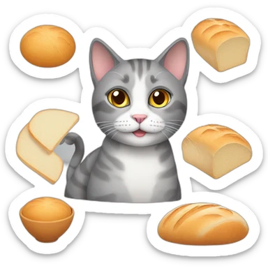 Grey Cat, Brazilian short hair cat, making bread sticker