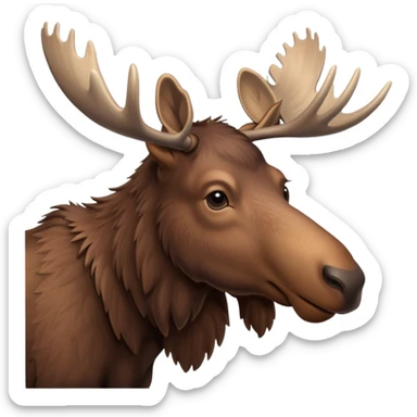 A high-resolution digital illustration of a young moose in a clean, semi-realistic style. The young moose is shown facing sideways head tilted  sticker