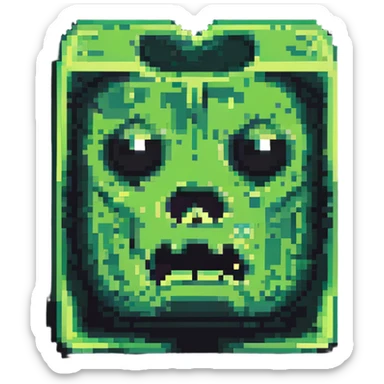ultra-blocky minimal pixel art Minecraft creeper face with few large square pixels sticker