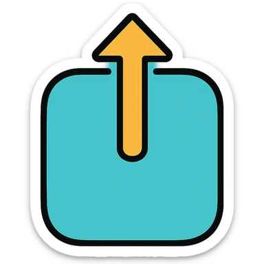 Apple-style iOS share button, rounded square with arrow pointing outward, minimalist design sticker