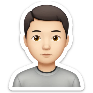 short hair Chinese man, neutral expression sticker