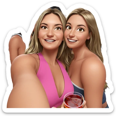smiling girls enjoying drinks sticker