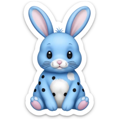 A blue bunny with big black polka dots around the bunnies body sticker