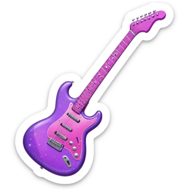 Guitarra eléctrica color morado con rosa con brillos sticker