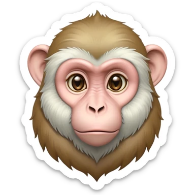 Cinematic Noble Macaque Portrait Emoji, Poised and regal, with a smart, agile build and expressive, deep-set eyes, adorned with soft, detailed fur and a dignified expression, Simplified yet sharp and sophisticated features, highly detailed, glowing with a soft, natural radiance, high shine, intelligent and commanding, stylized with an air of primate nobility, focused and alert, soft glowing outline, capturing the essence of a watchful and confident guardian that appears ready to leap out of the screen with effortless authority! sticker
