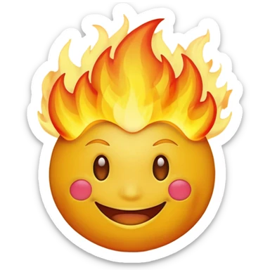 Do a very happy emoji with fire in its head sticker