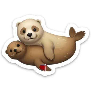 white seal and brown bear sticker