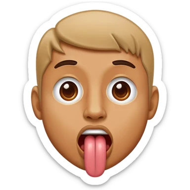 profile view of a man sticking his tongue out, facing left sticker