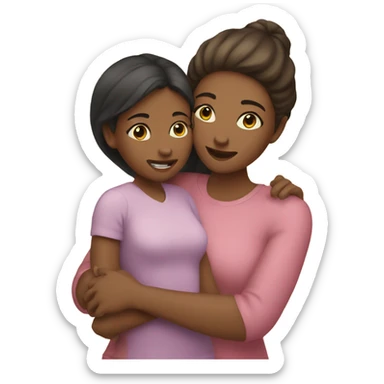 Mom and daughter hugging  sticker