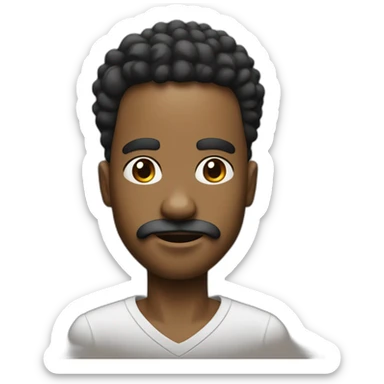 20 years black men with mini twisted afro and a small goatee and moustache sticker