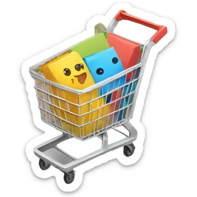 shopping cart with boxies sticker