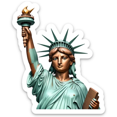 cinematic-realistic-statue-of-liberty-landmark-emoji,-depicted-with-the-iconic,-majestic-statue-set-against-a-clear-sky-rendered-with-detailed-textures-and-dramatic,-symbolic-lighting. sticker