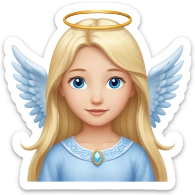 girl whit long blond hair, blu eyes and an angelic face sticker