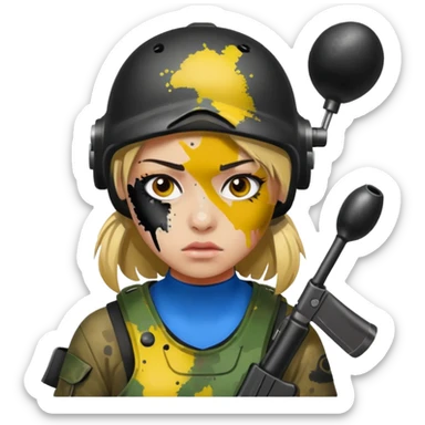 paintball player face girl sticker
