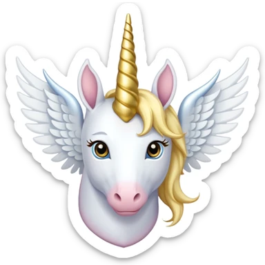White heart with gold unicorn horn & white wings sticker