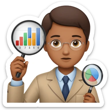 person with a magnifying glass and charts sticker