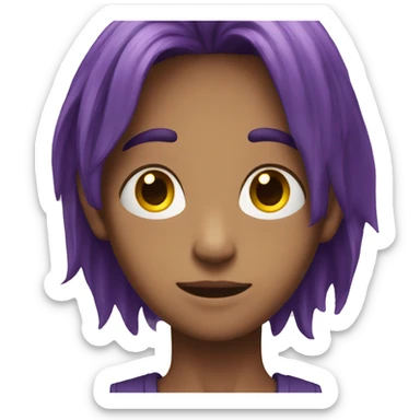 A boy with purple hair and and yellow eyes that's 6,4 feet tall sticker