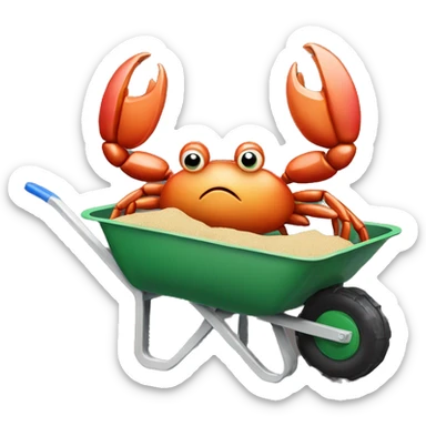 Crab in a wheelbarrow  sticker