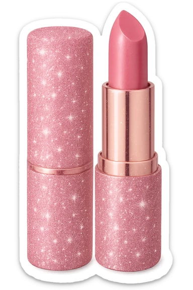 girly sparkling lipstick case, pink, no background sticker